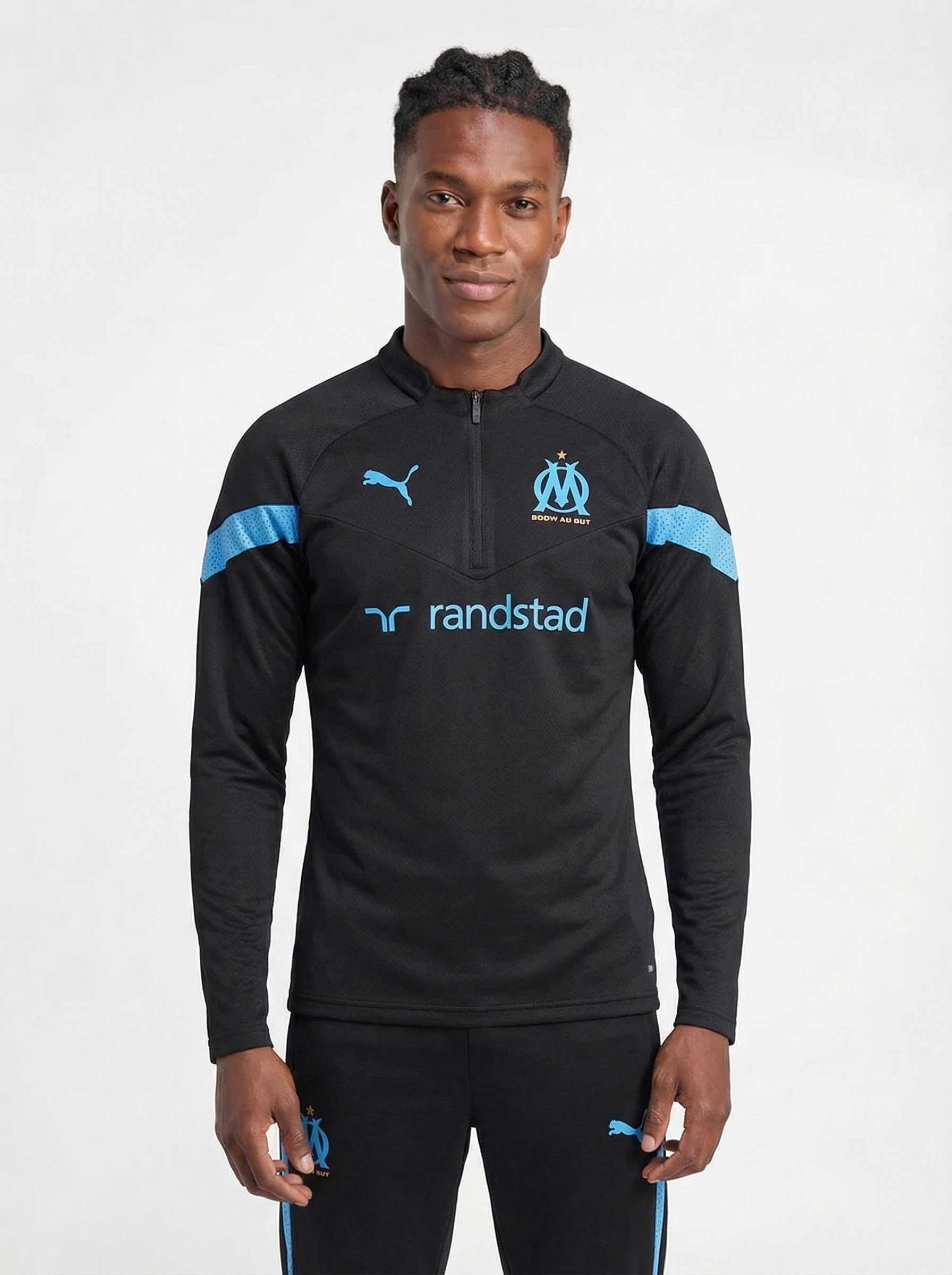 OLYMPIQUE DE MARSEILLE BLACK AND BLUE TRACKSUIT